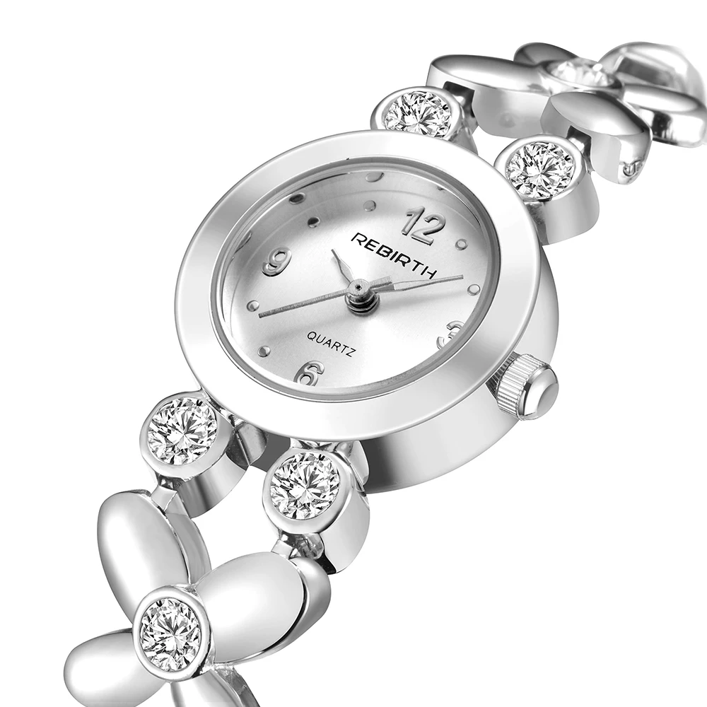 Женские часы браслет Золотые женские с бабочкой и цветком маленькие кристаллы