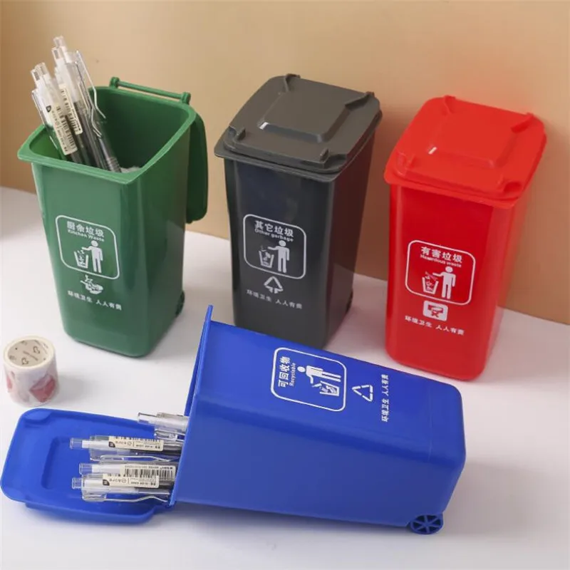 

Multi Color Mini Waste Bins Plastic Paper Dustbin Wheelie Trash Can Creative Household Desk Pen Organizer Kitchen Storage Bucket