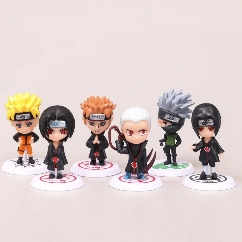 

6PCS/Lot Bandai 34th Naruto Hand-made Anime Peripheral Cartoon Naruto Kakashi Payne Mustela Flying Duan Toy Christmas Gift