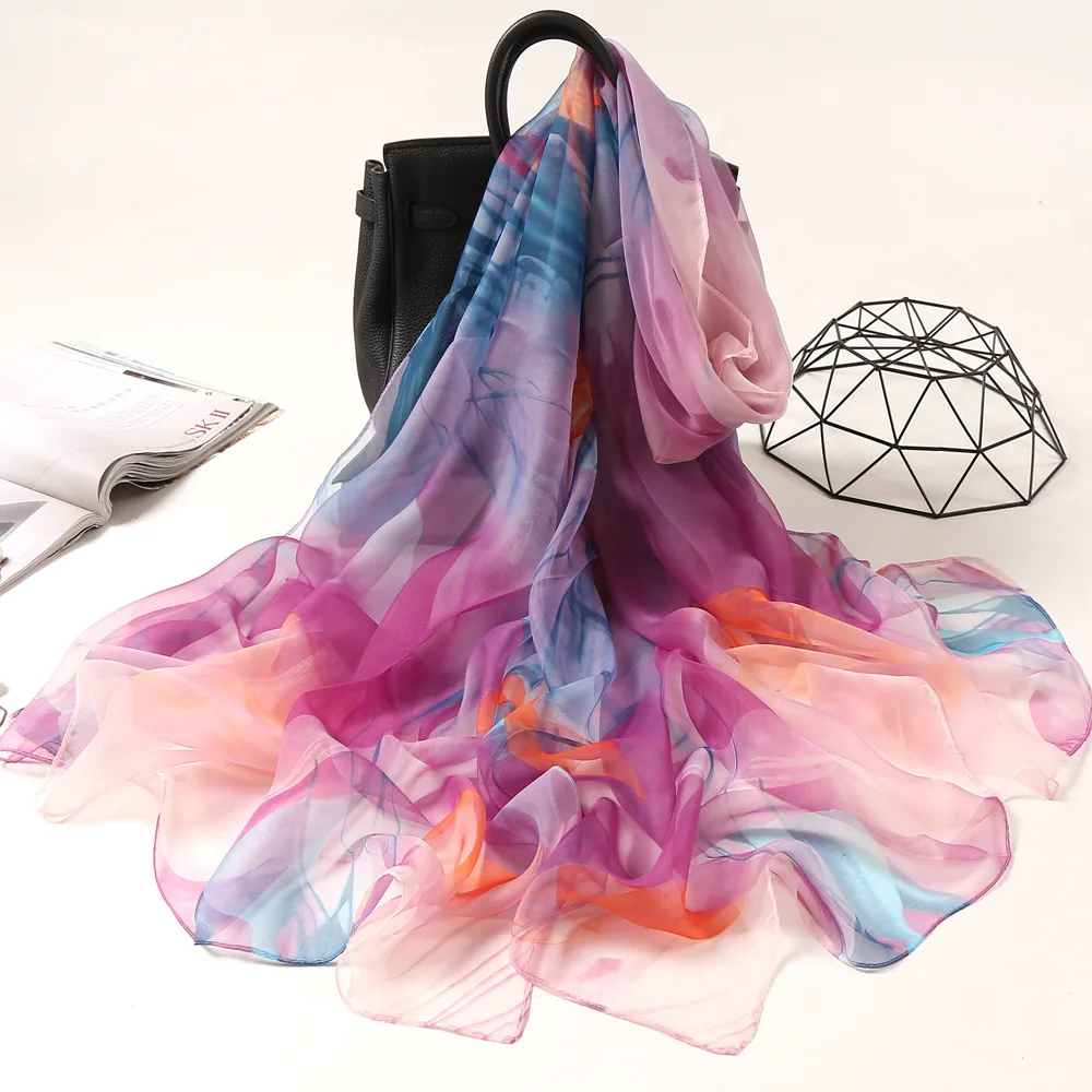 Пляжное полотенце с принтом Женский солнцезащитный шарф тонкий мягкий