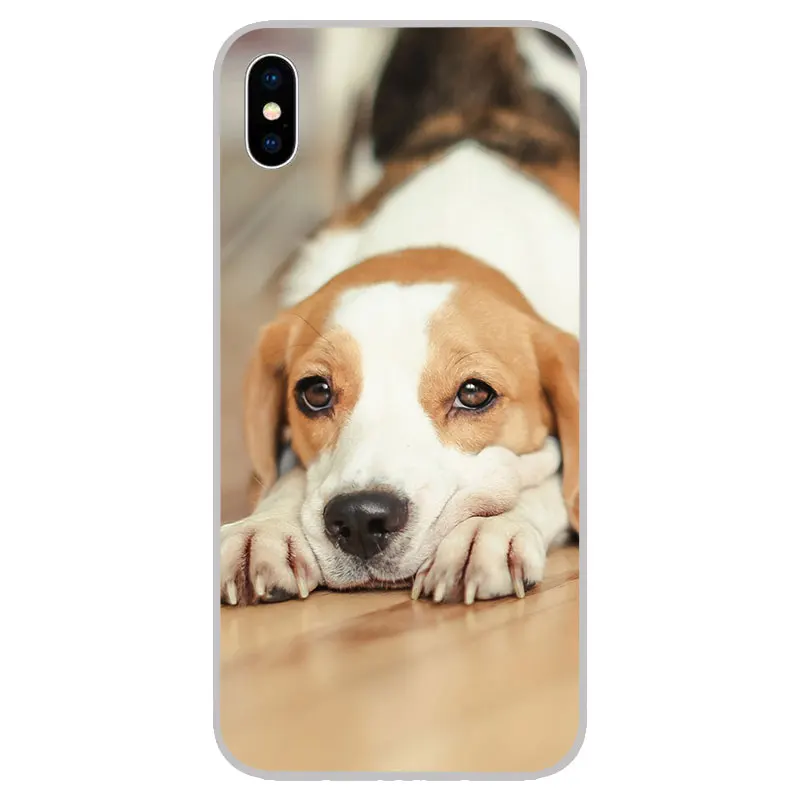 Футболка с принтом милый Бигль Силиконовые Мягкие ТПУ чехлы для iPhone 11 Pro XS Max X XR 8 7