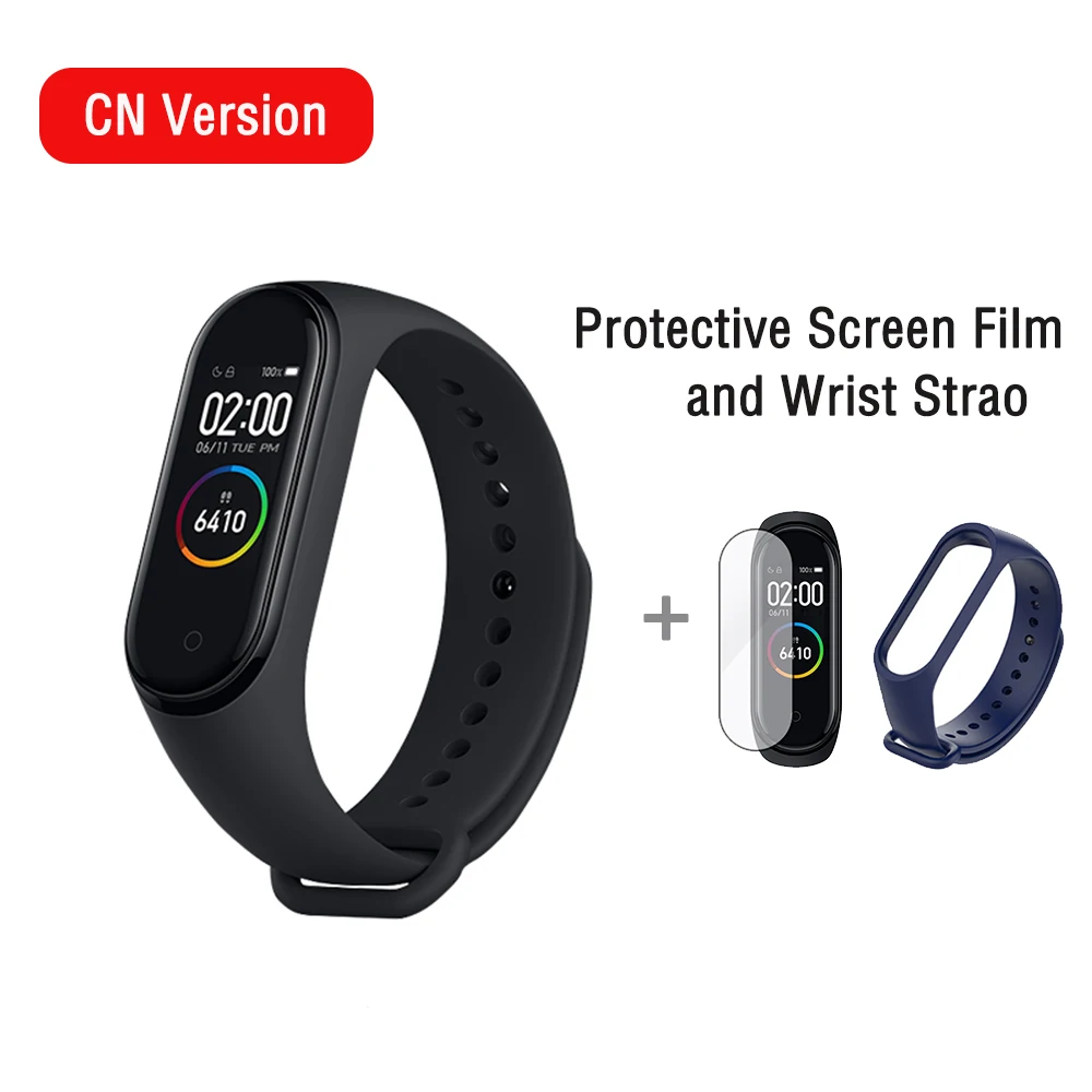 Xiaomi mi Band 4 Smart mi band 3 Цвета экран браслет пульсометр фитнес музыка Bluetooth 50 м водонепроницаемый бандаж 4 - Цвет: with two8