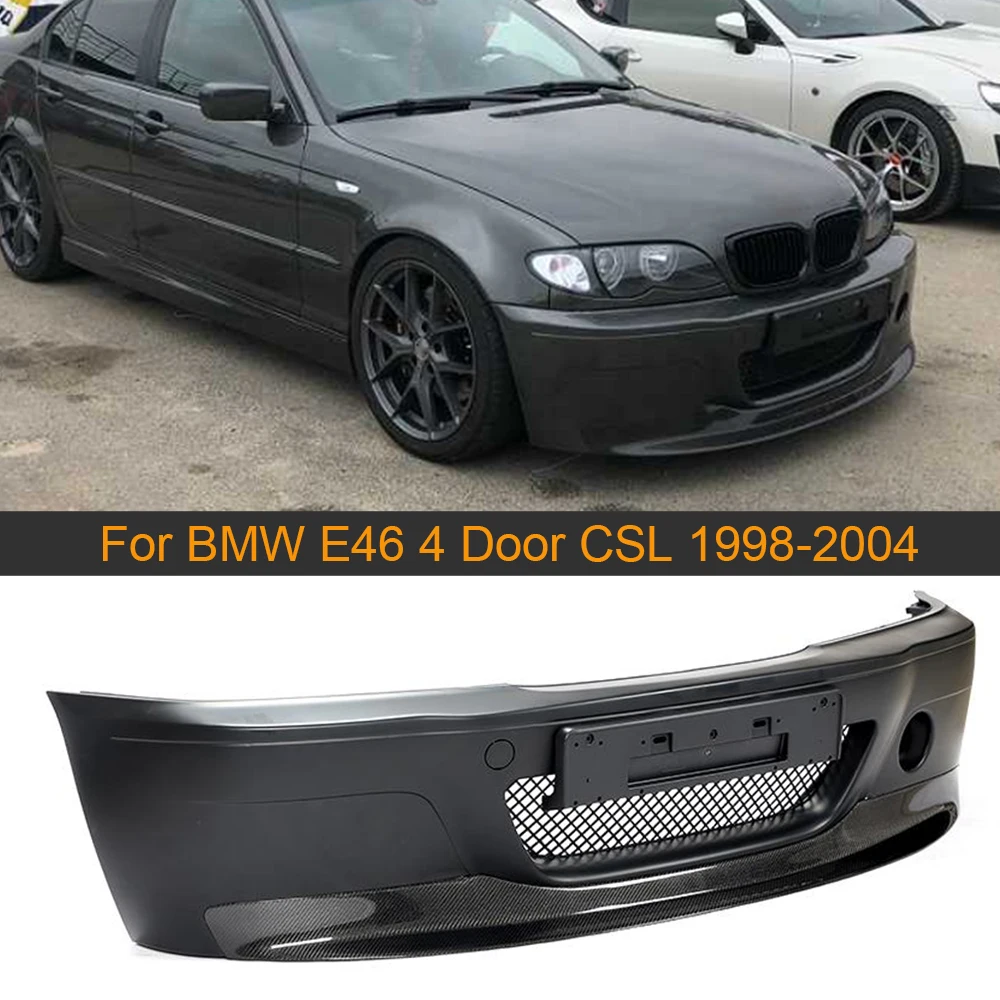 

Car Front Bumper and Lip Spoiler For BMW E46 4 Door CSL 1998 - 2004 PP Front Bumper Carbon Fiber Front Lip Spoiler Apron Guard