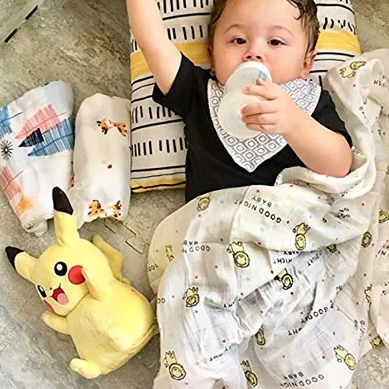 

Set of 4 Muslin Swaddles Baby Blankets Photography Accessories Bedding for Newborn Swaddle Towel Swaddles Blankets