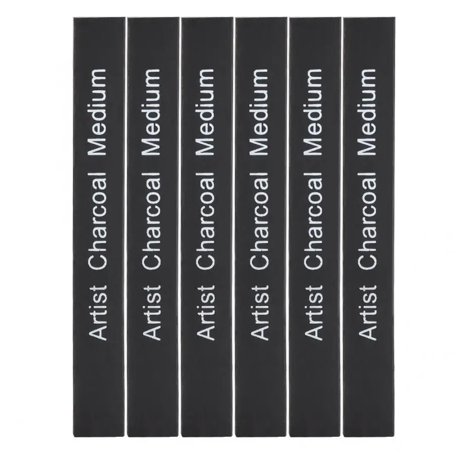 6Pcs Compressed Charcoal Sticks Black Soft/Medium/Hard Graphite Drawing Pencil Art Supplies |