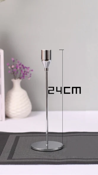 24cm silver 1 шт. Креативные Свадебные подсвечники, вечерние подсвечники для дома, гостиной, 4 цвета - Цвет: 24cm silver