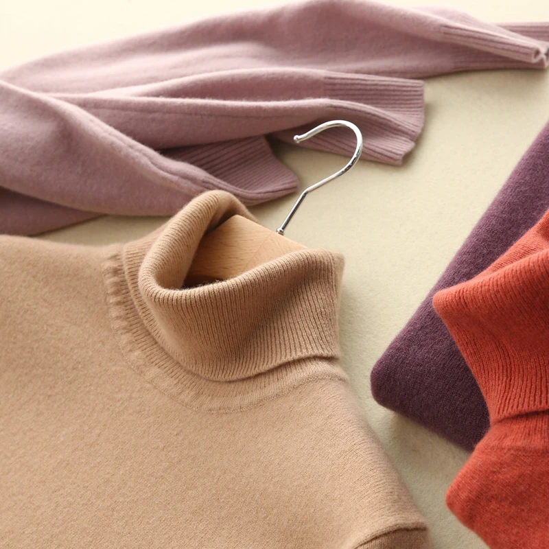 zocept High Quality Wool Sweater Women High Collar Solid Full Sleeve Cashmere Knitted Pullover Female Slim Warm Jumper Sweaters