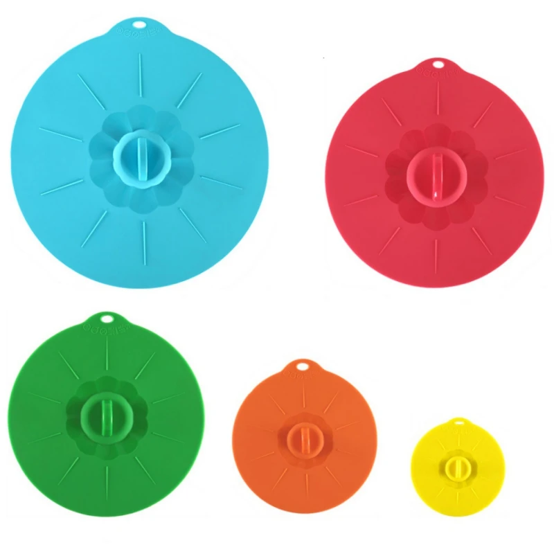 

5Pcs Silicone Food Cover Stretch Lids-Keeping Food Fresh Reusable Expandable Food Covers To Fit Bowl Covers Kitchen Accessories