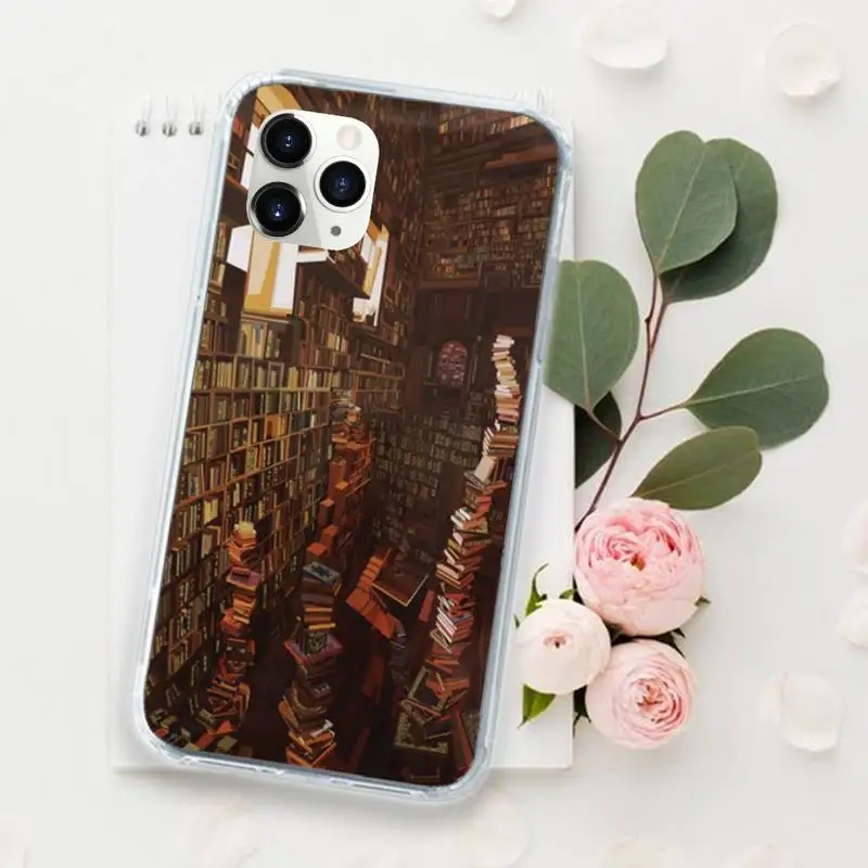 

bookcase Bookstore study Phone Case for iPhone 11 12 pro XS MAX 8 7 6 6S Plus X 5S SE 2020 XR Luxury brand shell funda coque