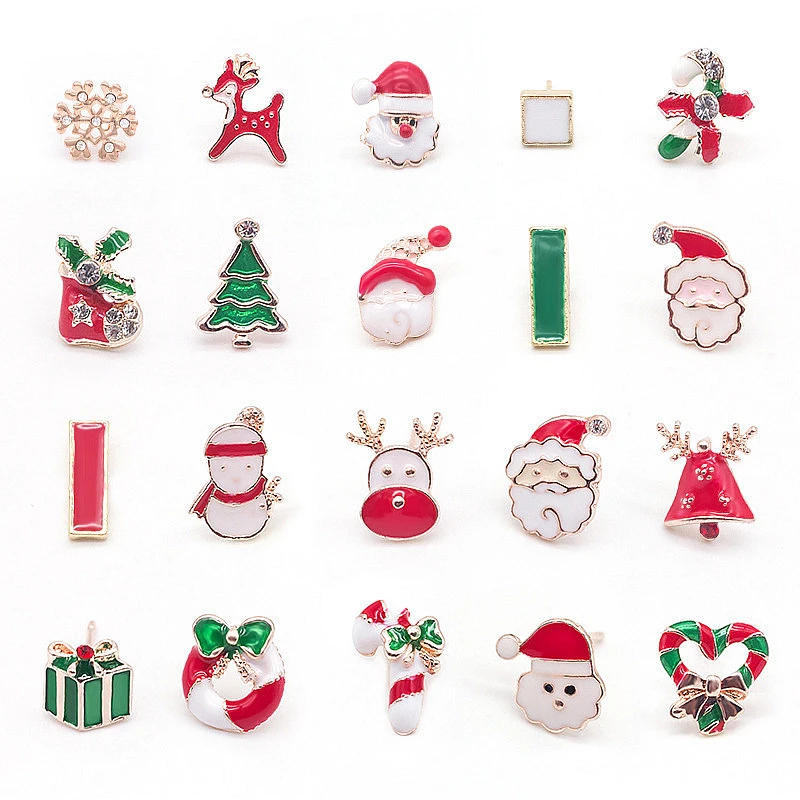 

CANNER Christmas Creative Fun Women Earring 925 Sterling Silver Earrings Cartoon Snowflake Santa Elk Pendientes Piercing Jewelry
