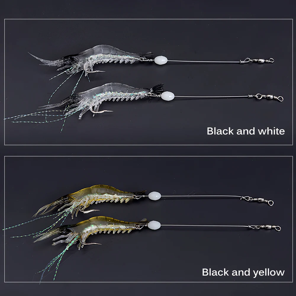 

3 шт., трехцветная искусственная приманка, мягкие крючки для подвешивания, искусственная приманка для креветки, бионическая креветка со све...