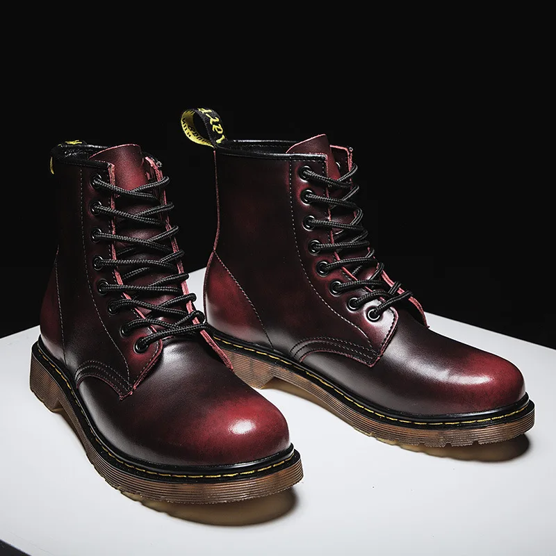 

Осенне-зимние новые ботинки Martin из мягкой кожи, очень большие размеры 47, повседневные ботинки с высоким берцем, теплые мужские ботинки