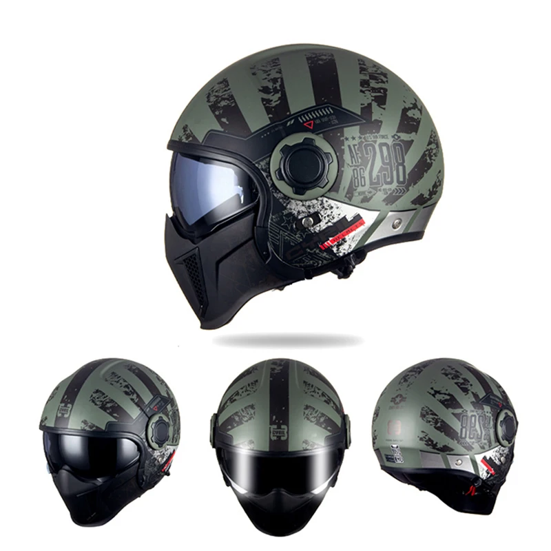 

CYRIL Helmet Black Warrior Four-purpose Combination Helmet Men And Women Motorcycle Half Helmet Full Helmet Multi-purpose Helmet