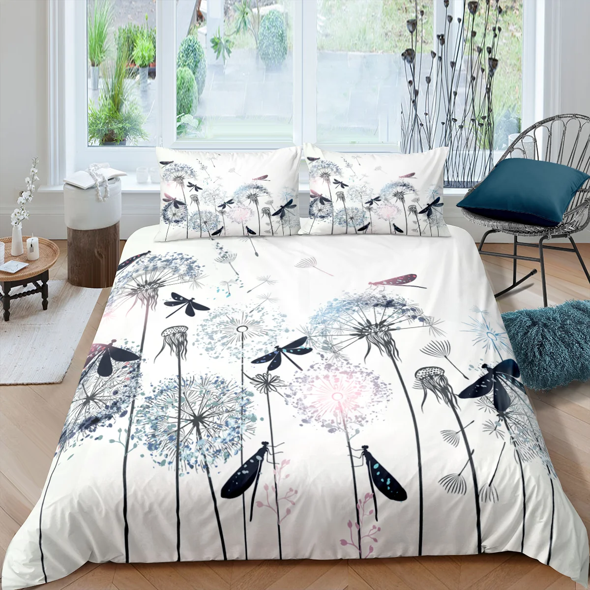 

Dandelio printed Home Textiles Polyester Cotton Bedding Set Customizable DIY Bedclothes With Pillowcase Duvet Cover Bedroom 3pcs
