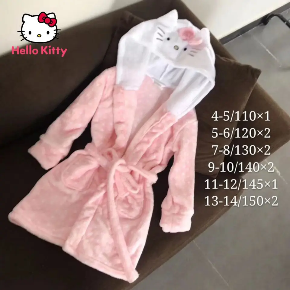 

Ночная рубашка для девочек HelloKitty осень/зима плюс бархатная длинная Не линяющая домашняя одежда для родителей и детей