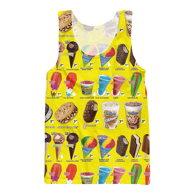 

Summer Vest Funny A Variety Of Ice Cream And Beverage 3d Print Shirt Men Tank Top Bodybuilding Stringer Gilet Sleeveless Tanktop