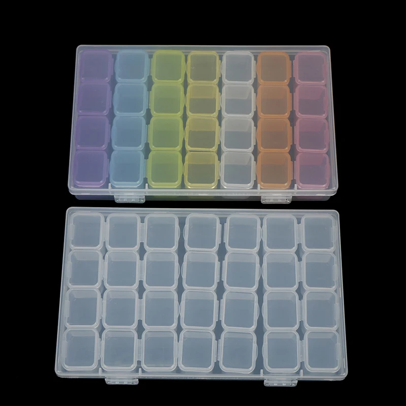 

1 PC Diamond Painting Accessories Box 28 Slots diamond painting clear storage box case embroidery cross stitch tool