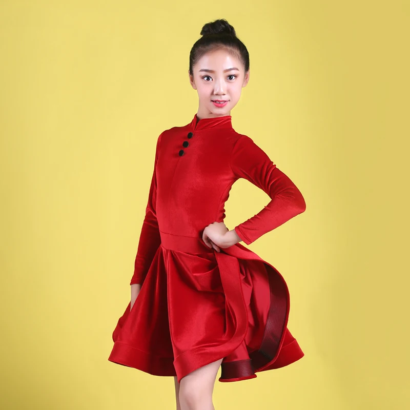 Детское платье для латиноамериканских танцев зимняя Вельветовая детская одежда