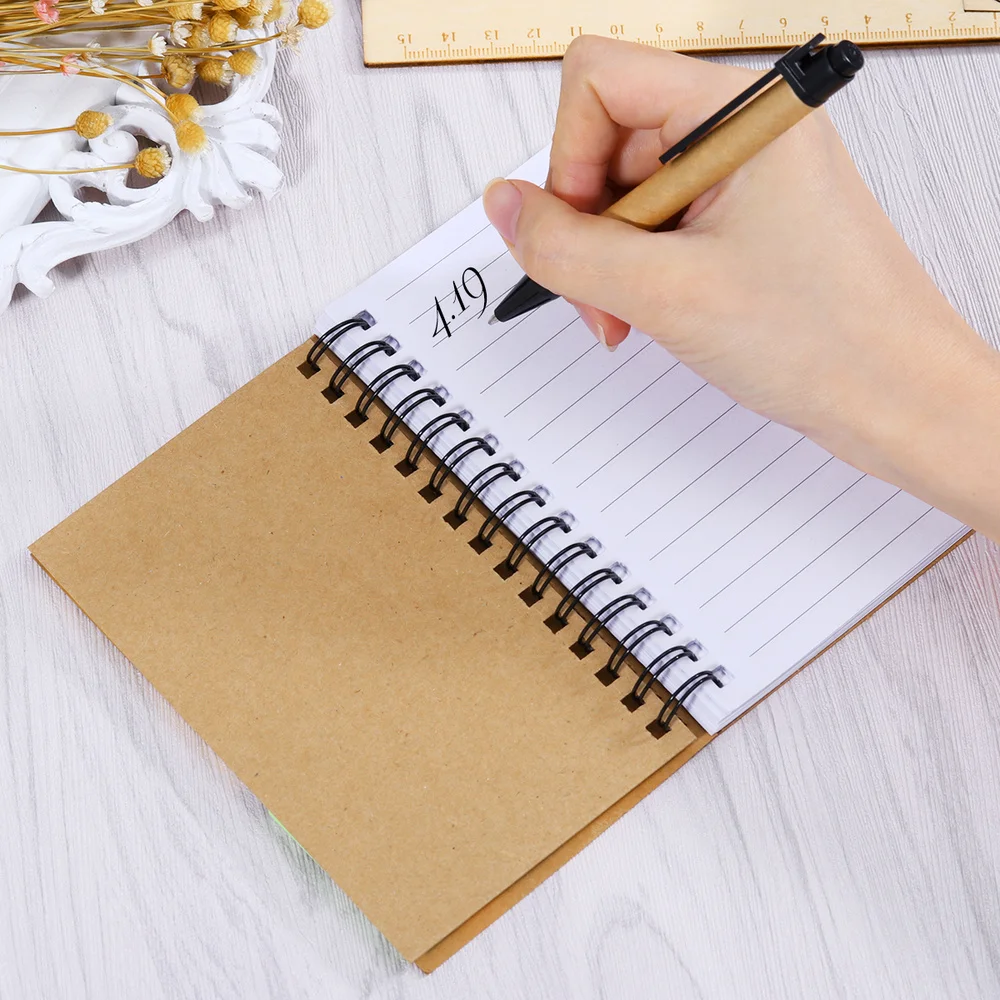 

NUOLUX 4 Pcs Spiral Lined Notebook with Pen Notes Page Markers Personalised Notepad School Office Supplies