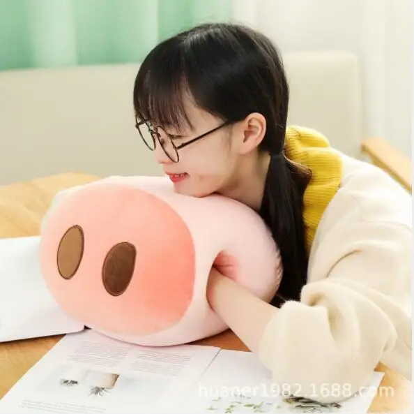 Pig nose cartoon warm hand pillow winter plush toy cute girl gifts |