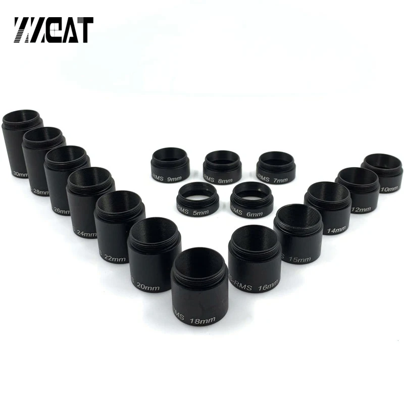

RMS Thread Objective Lens Extension Ring 5mm to 30mm Parfocal Length Extenders Adapter for Microscope Objective