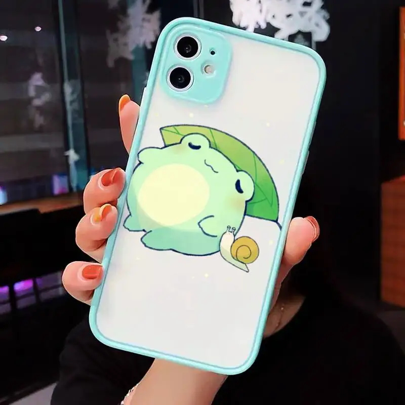 

CARTOON Frog Phone Cases Matte transparent For blue iPhone 12 Mini 11 Pro XR XS Max 7 8 Plus X Back Cover