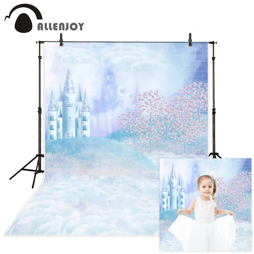 Фон для фотосъемки Allenjoy фантастический замок дерево лужайка облака Сказочный