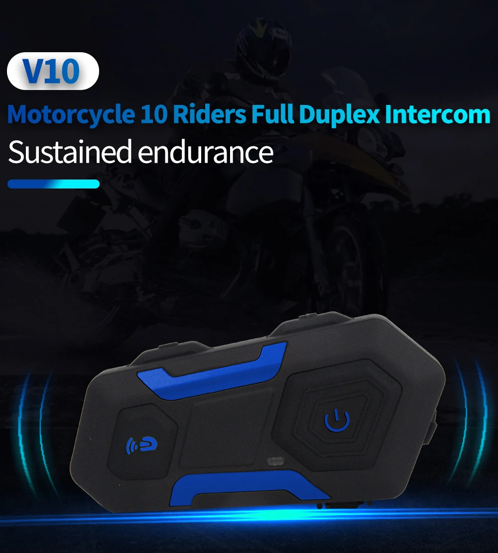 Гарнитура для мотоциклетного шлема 10 водителей дуплексная водонепроницаемая 1200