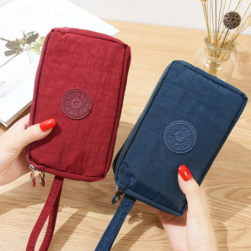 Fashion Womens Solid 3 Layer Canvas Phone Bag Short Wallet Three-Layer Zipper Coin Card Key Purse | Дом и сад