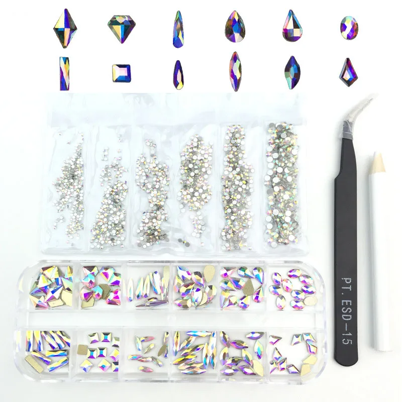 Набор Стразы для дизайна ногтей многообразные Кристаллы без горячей фиксации