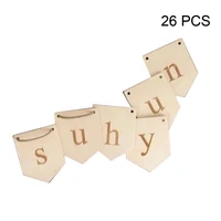 1 set natural wooden slices tag with rope basswood letters card hanging banner baby room decoration birthday pendant