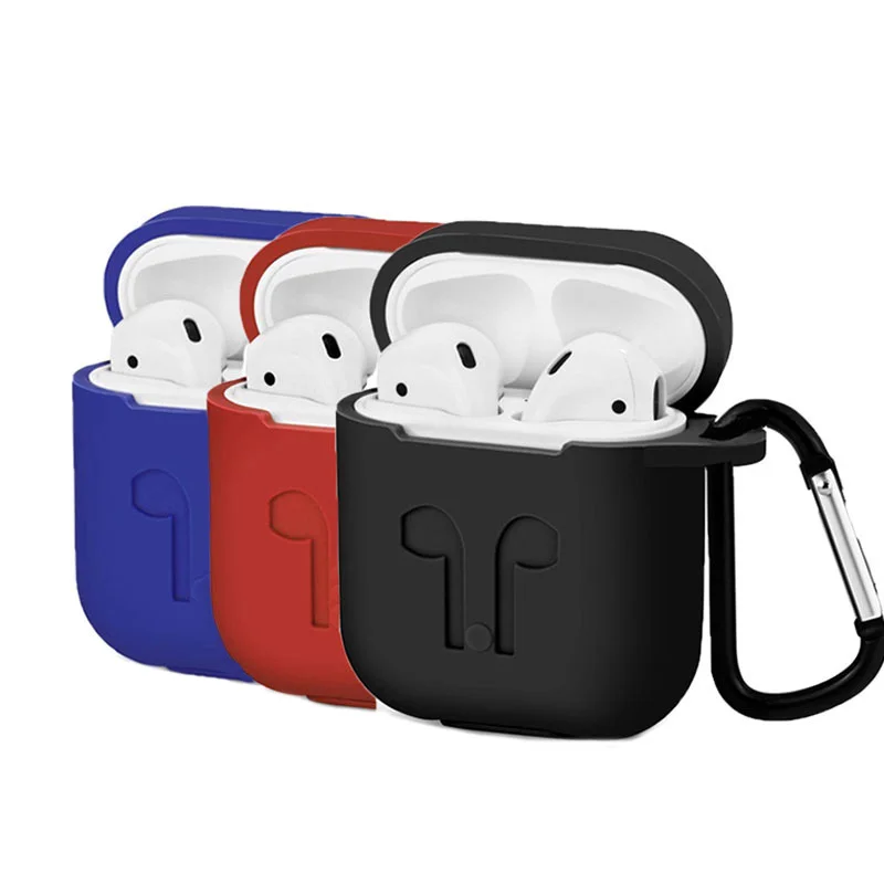 Анти-потерянный мягкий силиконовый чехол для AirPods 1 2, чехлы для наушников с крючком, беспроводная сумка для зарядного бокса Bluetooth-совместимая.
