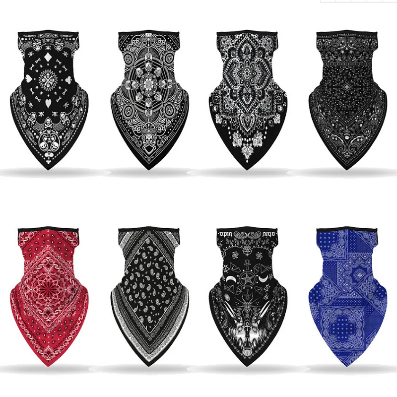 

Cycling Portective Face Mask Digital Printing Hang Ear Triangle Neck Gaiter Outdoor Running Neck Scarf Breathable Magic Turban