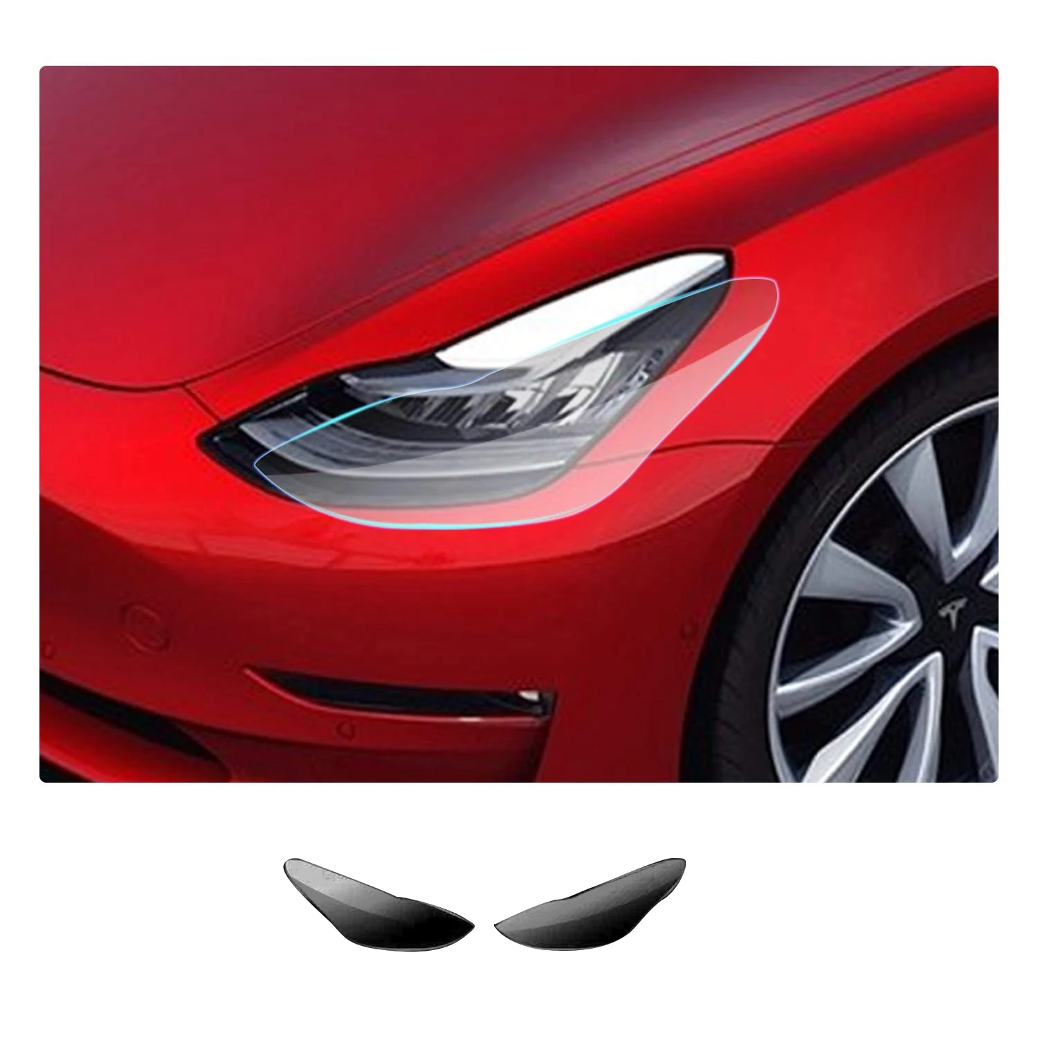 2 PCS Tinted Head and Fog Lamp Overlays Protective Film Covers Kit for 2018 2019 Tesla Model 3 TPU Auto Car head light lamp Mem |