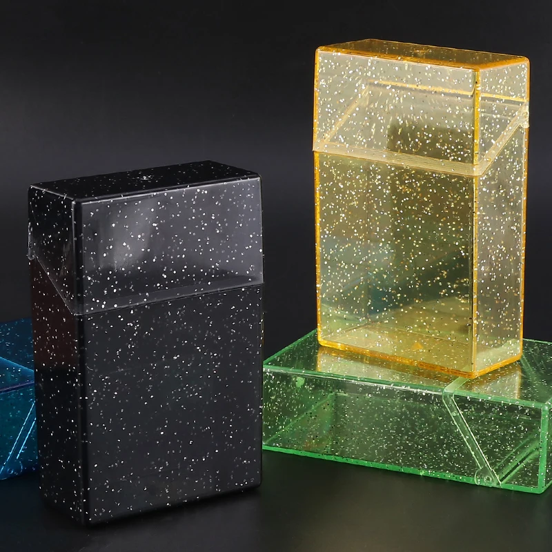 

1PC Promotional Plastic Cigarette Box Case Holder Cover Shining Cigarettes Tobacco Box Portable Cigarette Holder Container