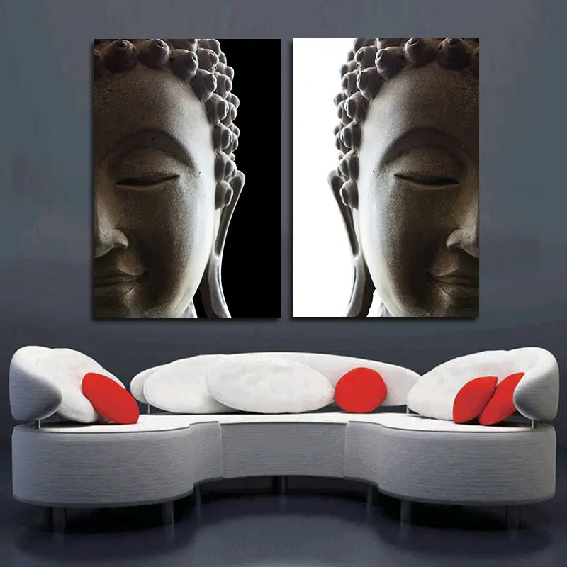 Conisi азиатских религиозных происхождение головы Будды Арт холст Картины