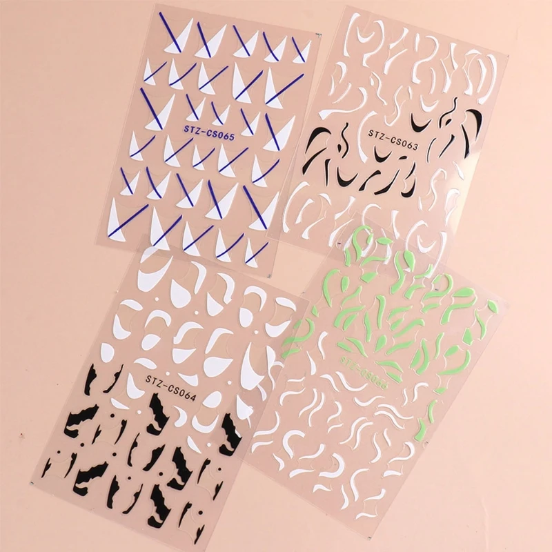 Трафарет для ногтей лента с наклейками волн белый черный зеленый синий | Красота