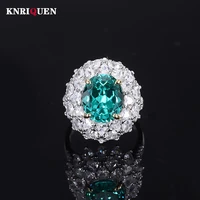 2021 trend 100 925 sterling silver 1012mm tourmaline emerald gemstone high carbon diamond rings for women vintage fine jewelry