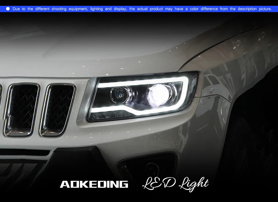 Автомобильный Стильный чехол на голову для Jeep Compass 2011- Grand Cherokee светодиодный фонарь DRL Объектив Двойной Луч биксенон