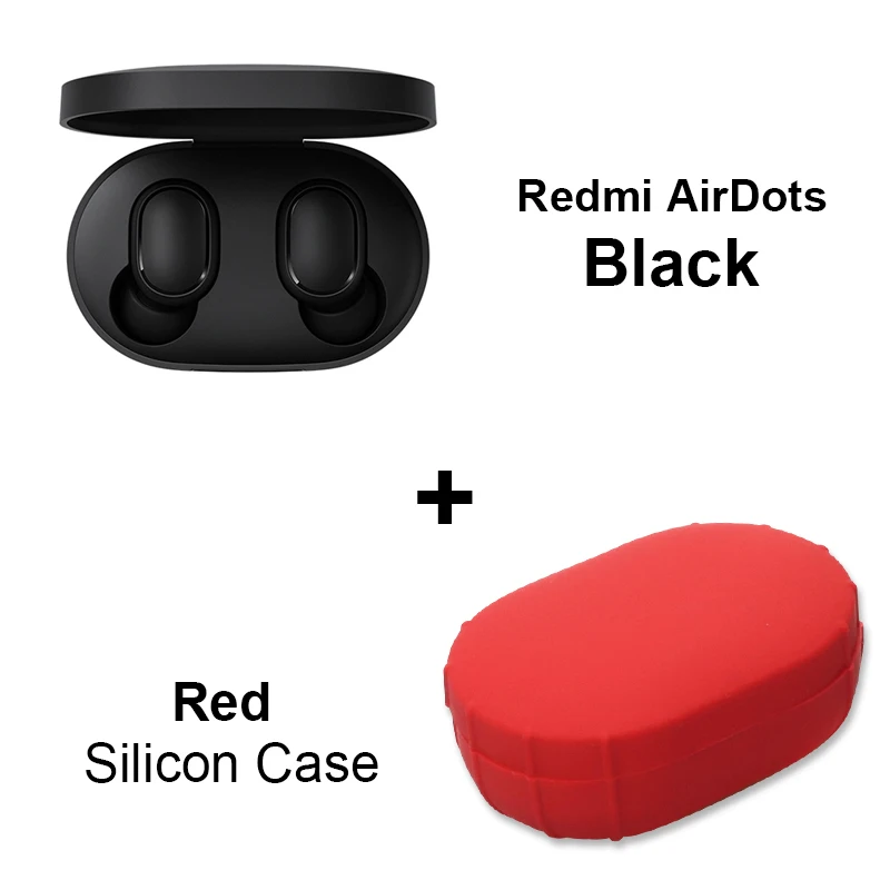 Add Red Case Xiaomi Redmi Airdots TWS Bluetooth наушники стерео басы BT 5,0 Eeadphones с микрофоном Handsfree Наушники управление AI - Цвет: Add Red Case