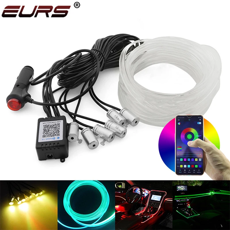 

Автомобильный декор для салона, RGB светодиодсветодиодный оптическая лента, управление через приложение, декоративсветодиодный атмосфера, ...