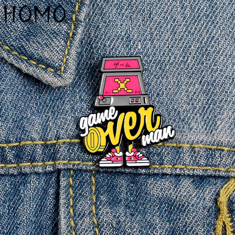 Игра над человеком эмалированные булавки на заказ аркадные Броши нагрудные