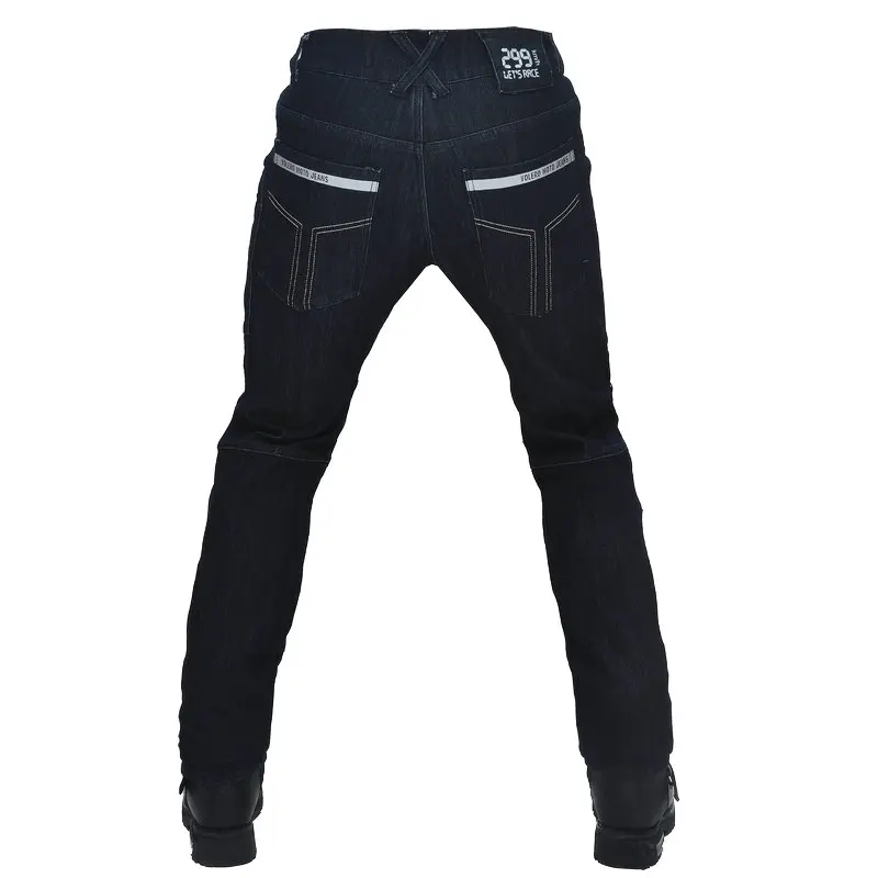Темно синие всесезонные ветрозащитные водонепроницаемые мотоциклетные джинсы с