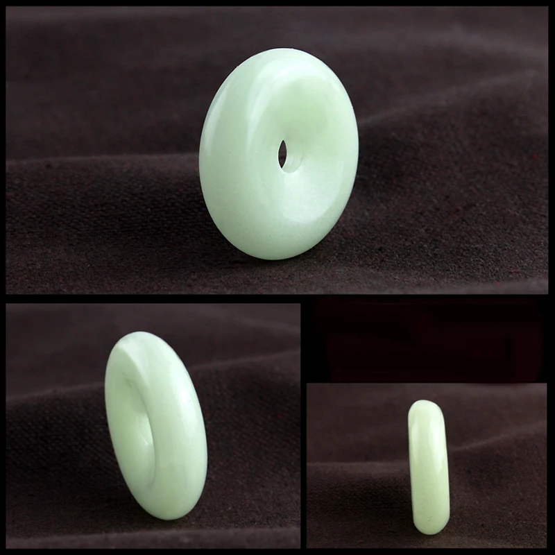 

Natural Fluorite Luminous Stone Carved Round Safety Buckle Lucky Pendant + Rope Necklace Glow in Dark Natural Stones Jewelry