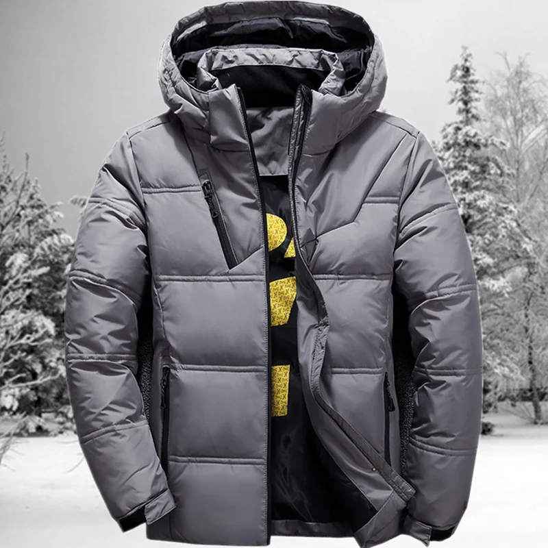 

Mens White Duck Down Thick Hooded Warm Jacket High Quality Casual Coat Winter Thermal Parka，puffer jacket，winter jacket men