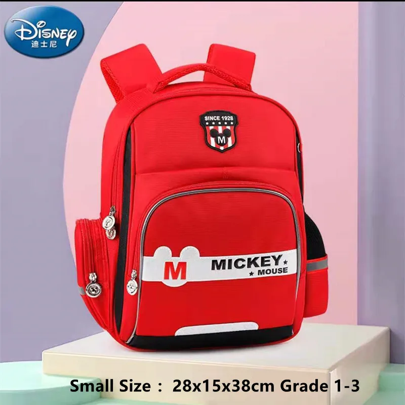 Disney New Mickey School Bags For Boys Girls Minnie Primary Student Shoulder Orthopedic Causal Backpack Large Capacity Grade 1-6