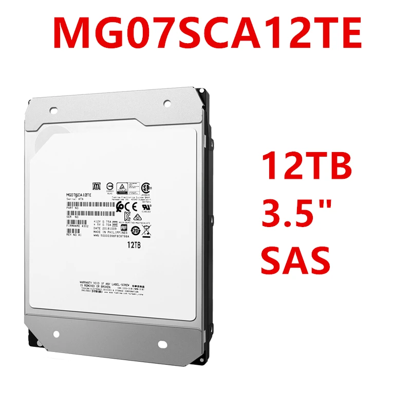 

New HDD For Toshiba 12TB 3.5" SAS 12 Gb/s 256MB 7200RPM For Internal HDD For Enterprise Class HDD For MG07SCA12TE