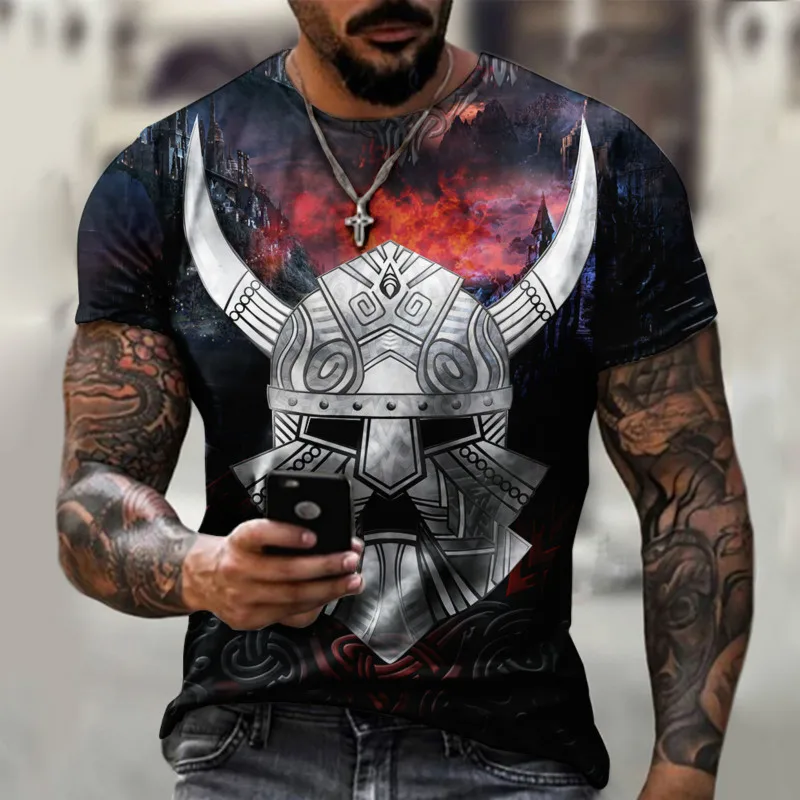 

Men's short sleeve T-shirt, casual, 3D printing, tauren, devil, avatar, pirate, breathable