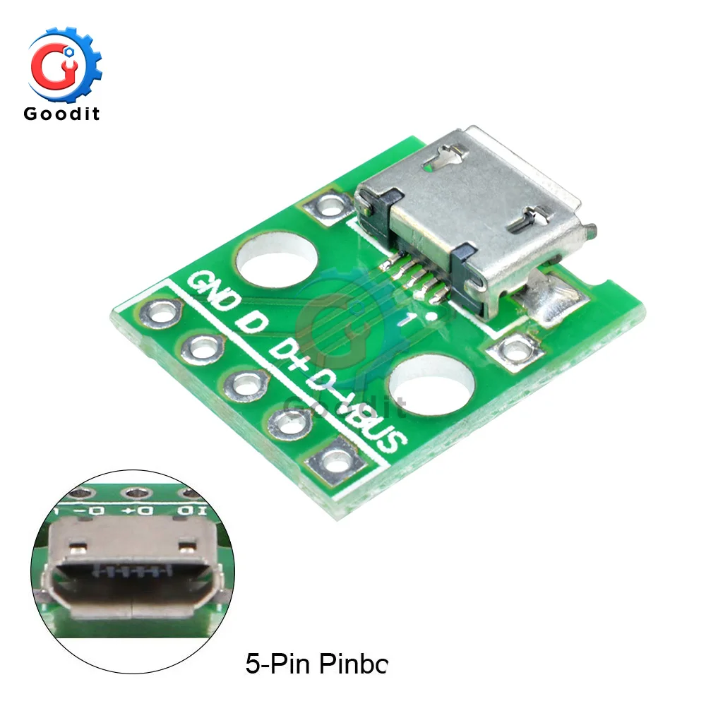 1 шт. MICRO USB Для DIP адаптера 5pin гнездовой разъем конвертер печатной платы типа в