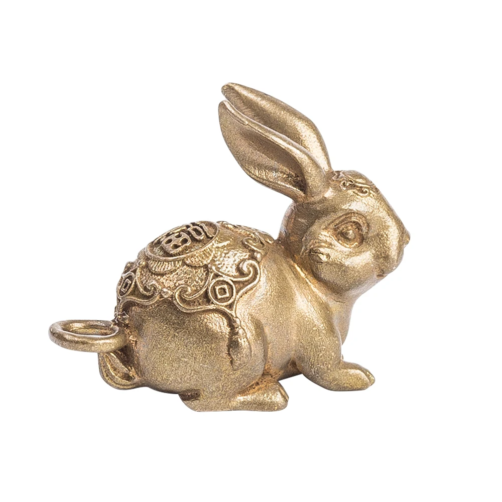 Coppertist. wu fortune bunny бронзовый брелок латунный брелок для ключей ручной работы Золотой Модный животный кролик кольцо для ключей с сумочкой кулон